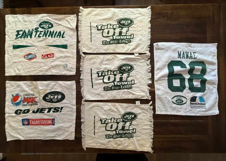 6X New York NY Jets Take Off Fantennial Kevin Mawae 68 Towels Wave