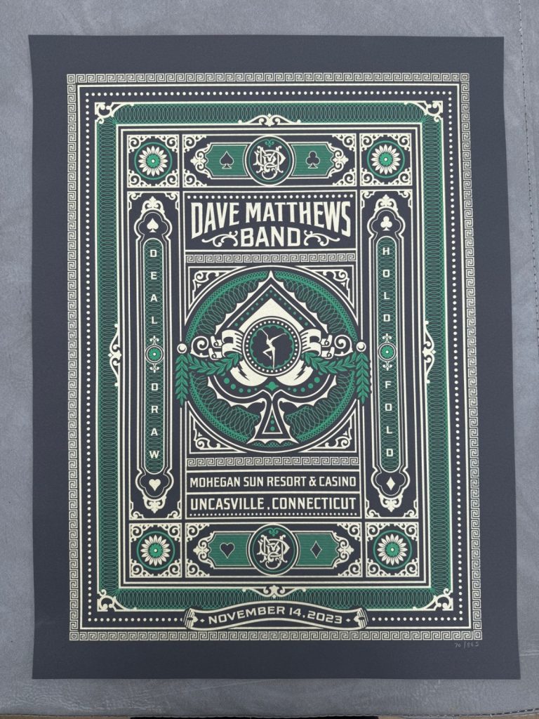 Dave Matthews Band 11/14/2023 Mohegan Sun Arena Uncasville CT Tour Poster #d 865