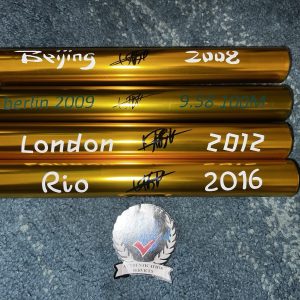 Usain Bolt Signed Gold Baton Set Beijing, Berlin, London & Rio π―π² Beckett #3