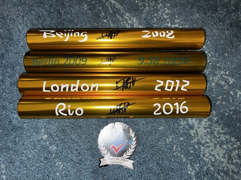 Usain Bolt Signed Gold Baton Set Beijing, Berlin, London & Rio 🇯🇲 Beckett #3