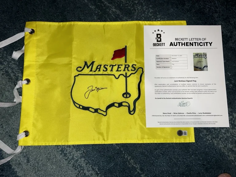 Jack Nicklaus Signed Undated Masters Flag 6x Masters Champ Legend Beckett