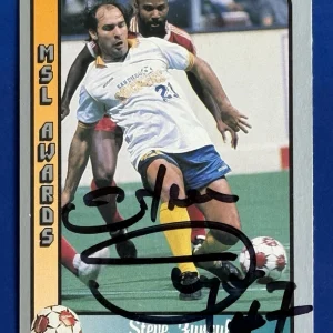 Steve Zungul Auto SIGNED MSL 90-91 Pacific Card Arrows SD Sockers Soccer Legend