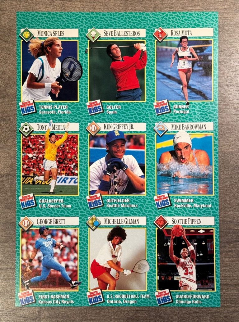 1990 SPORTS ILLUSTRATED SI FOR KIDS UNCUT PANEL OF CARDS KEN GRIFFEY JR. PIPPEN COLLECTIBLE MEMORABILIA