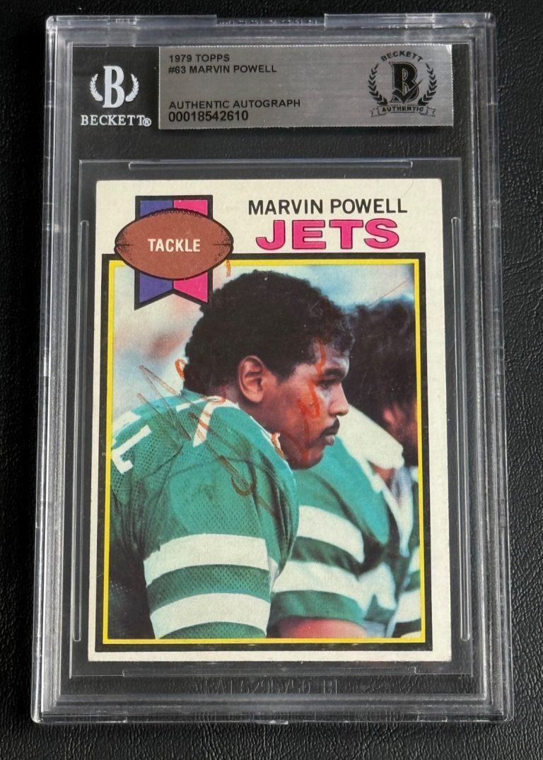 Marvin Powell 1979 Topps Card New York Jets SIGNED Autographed Auto Beckett BAS