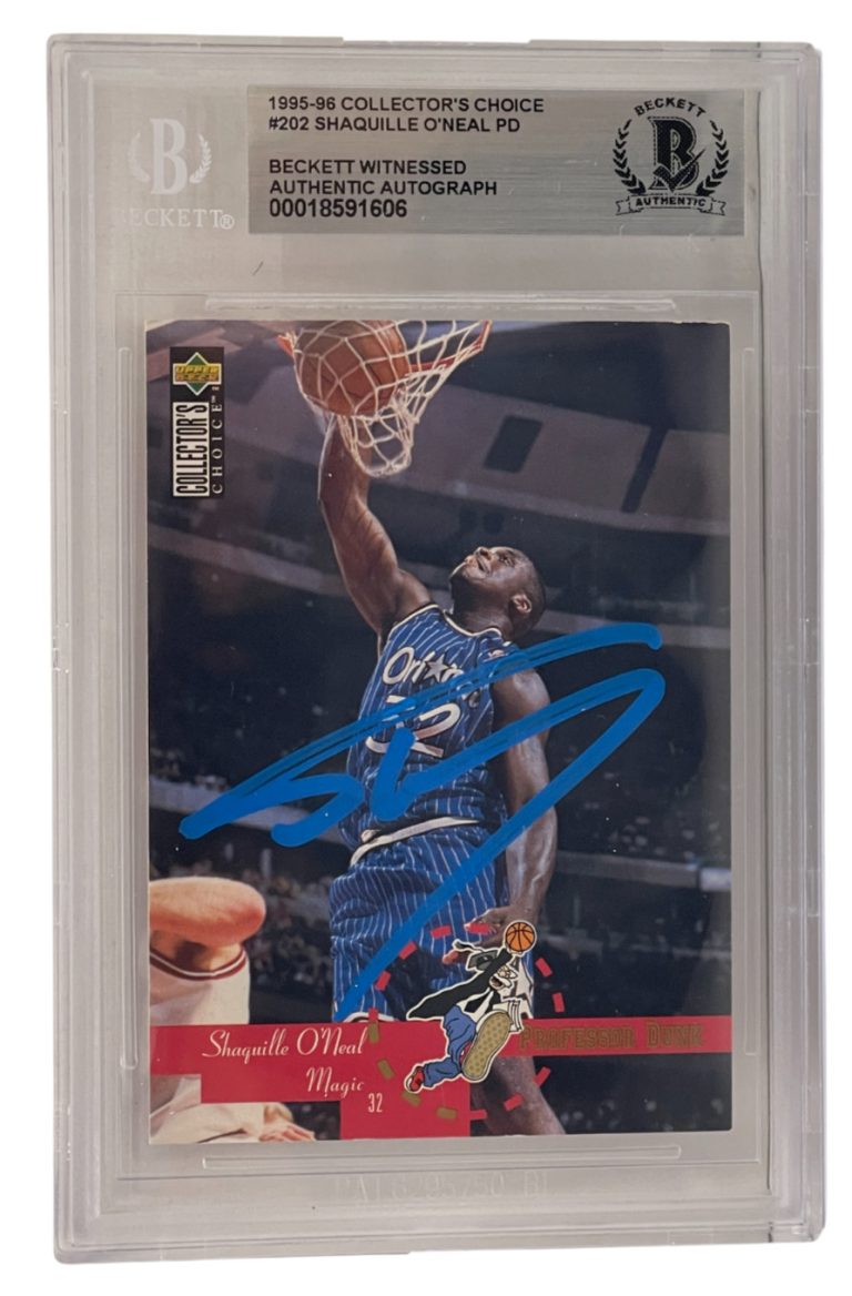 Shaquille O'Neal Signed 1995-96 Collector's Choice #202 BAS Witness Slabbed