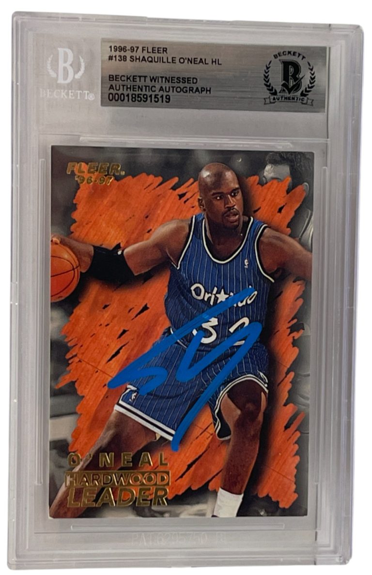 Shaquille O'Neal Signed 1996-97 Fleer #138 Orlando Magic Beckett Witness Slabbed