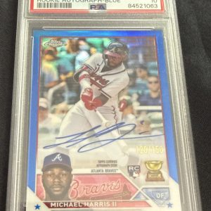2023 Topps Chrome Michael Harris II Rookie Auto Blue Refractor /150 PSA 10