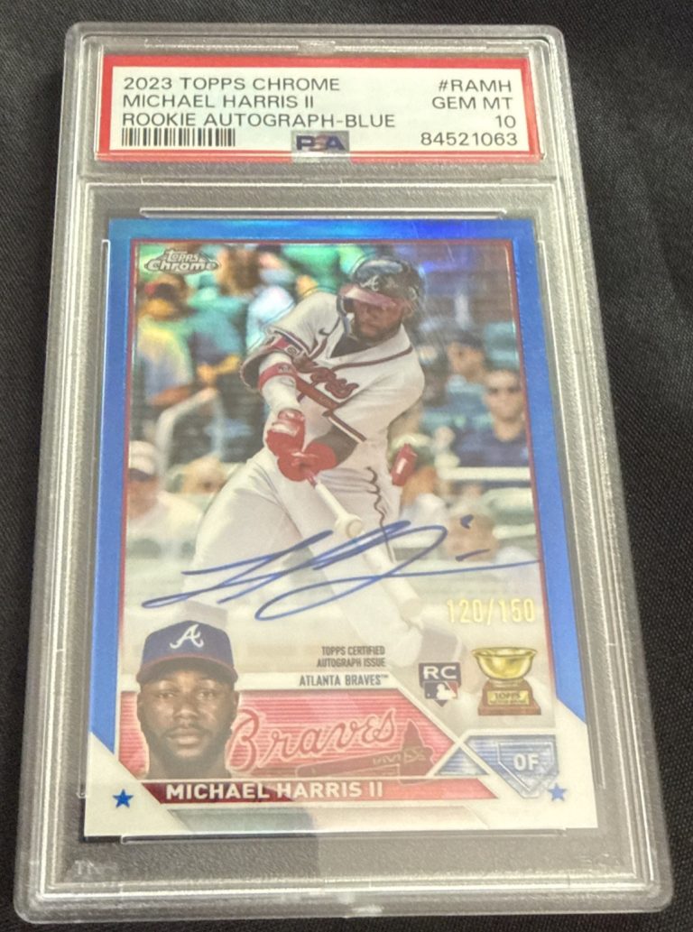 2023 Topps Chrome Michael Harris II Rookie Auto Blue Refractor /150 PSA 10