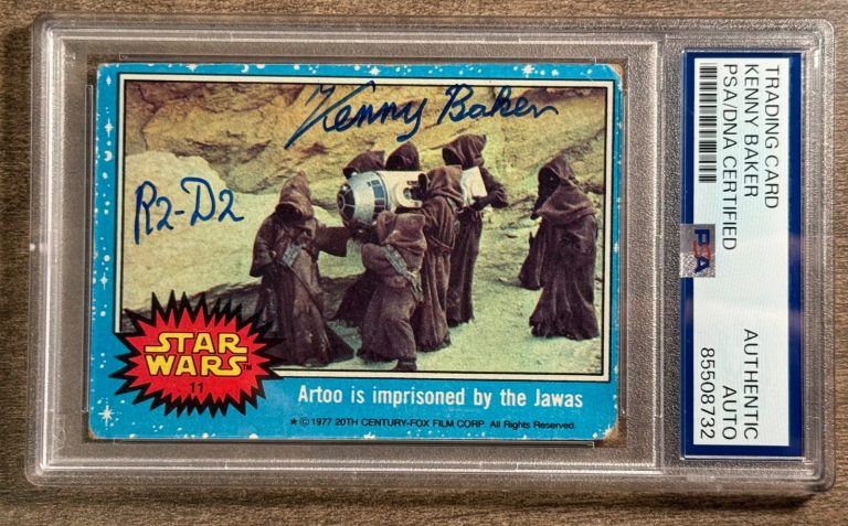 Kenny Baker R2-D2 Star Wars Blue #11 A New Hope SIGNED Topps Card w PSA