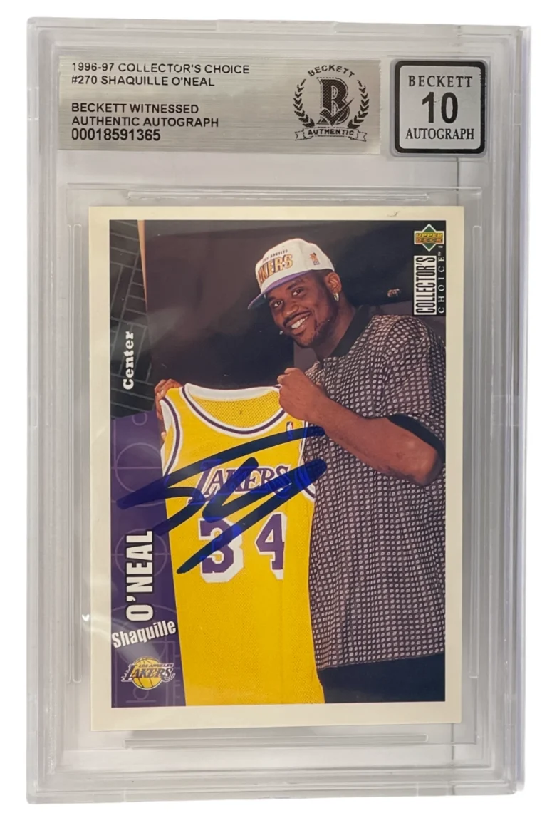 Shaquille O'Neal Signed 1996-97 Collector's Choice 270 BAS Slabbed Auto Grade 10
