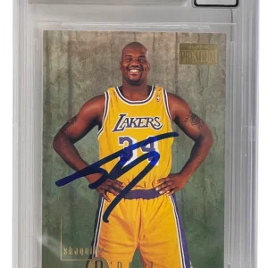 Shaquille O'Neal Signed 1996-97 Skybox Premium #58 BAS Slabbed Auto Grade 10