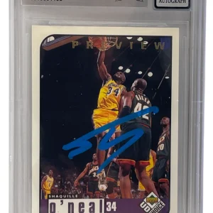 Shaquille O'Neal Signed 1998-99 UD Choice Preview #68 BAS Slabbed Auto Grade 10