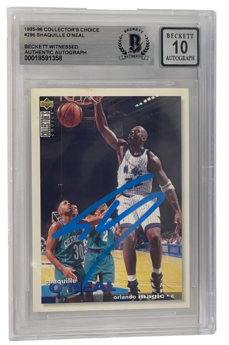Shaquille O'Neal Signed 1995-96 Collector's Choice 286 BAS Slabbed Auto Grade 10