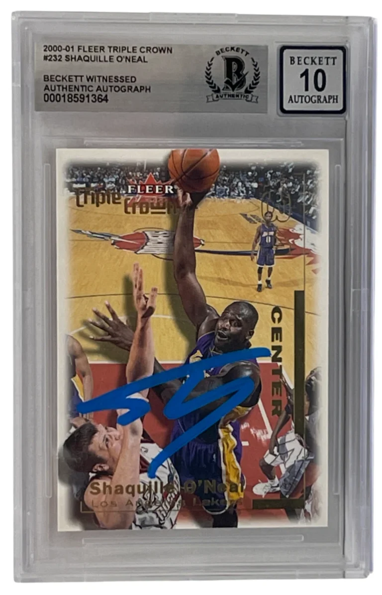 Shaquille O'Neal Signed 2000-01 Fleer Triple Crown BAS Slabbed Auto Grade 10