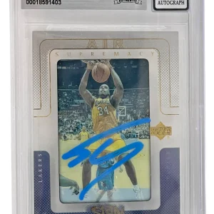 Shaquille O'Neal Signed 2000-01 Upper Deck Slam Lakers BAS Slabbed Auto Grade 10