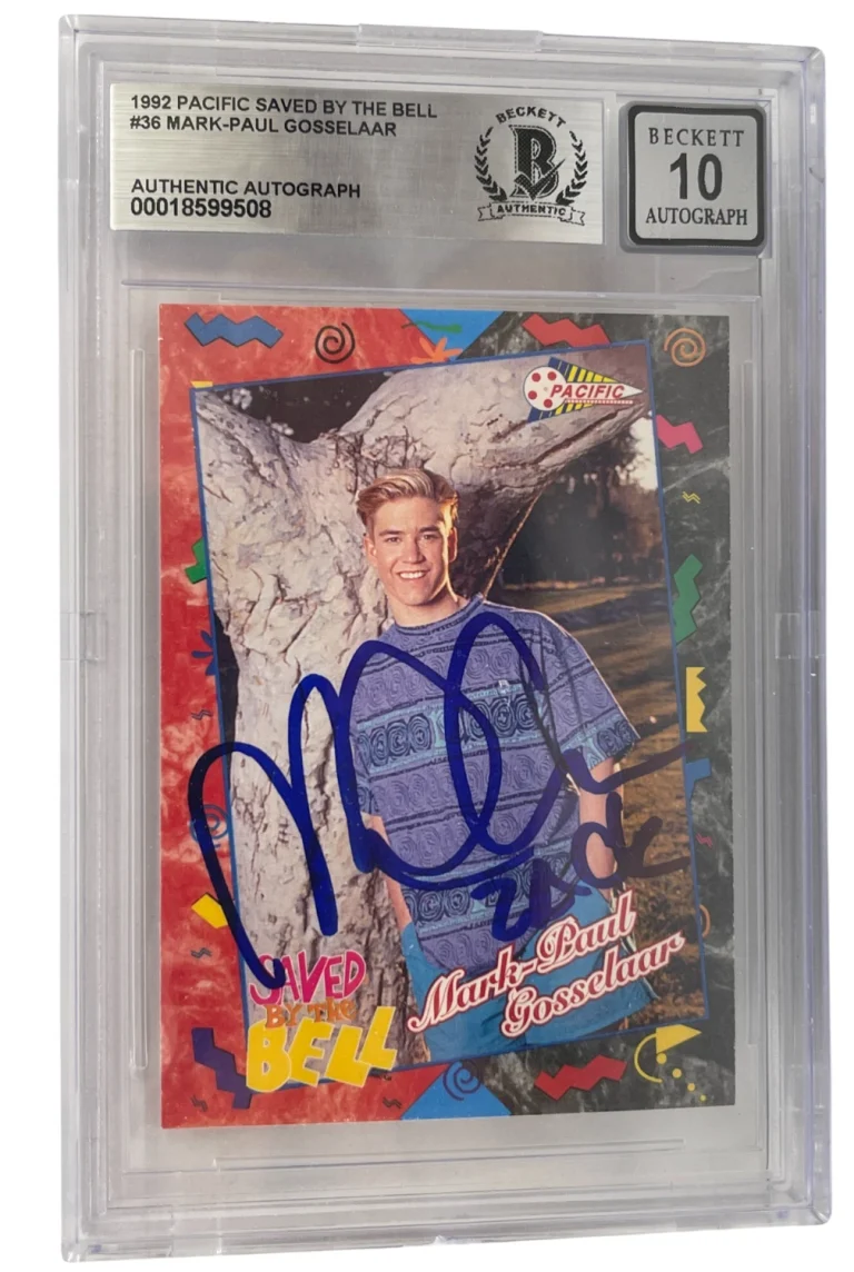 Mark-Paul Gosselaar Signed Saved by the Bell 1992 Pacific Card Beckett Auto 10