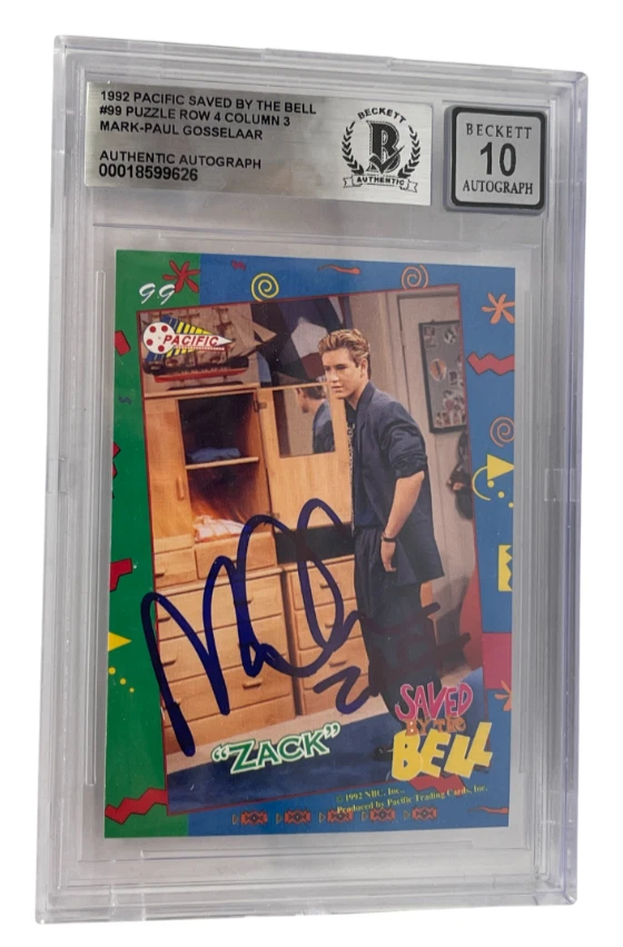 Mark-Paul Gosselaar Signed Saved by the Bell 1992 Pacific Card #99 Beckett 10