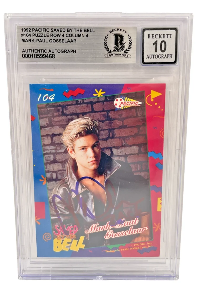 Mark-Paul Gosselaar Signed Saved by the Bell 1992 Pacific Card #104 Beckett 10