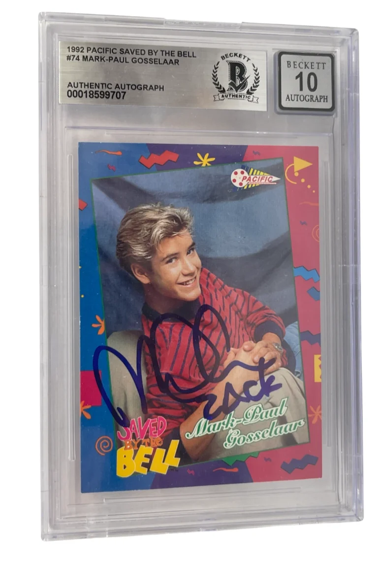 Mark-Paul Gosselaar Signed Saved by the Bell 1992 Pacific Card #74 Beckett 10