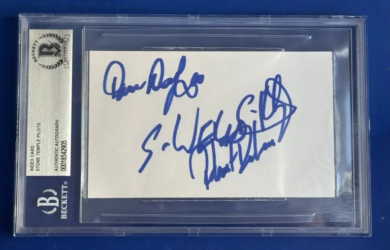 Stone Temple Pilots Scott Weiland Eric Dean Rob DeLeo BAND SIGNED INDEX Beckett