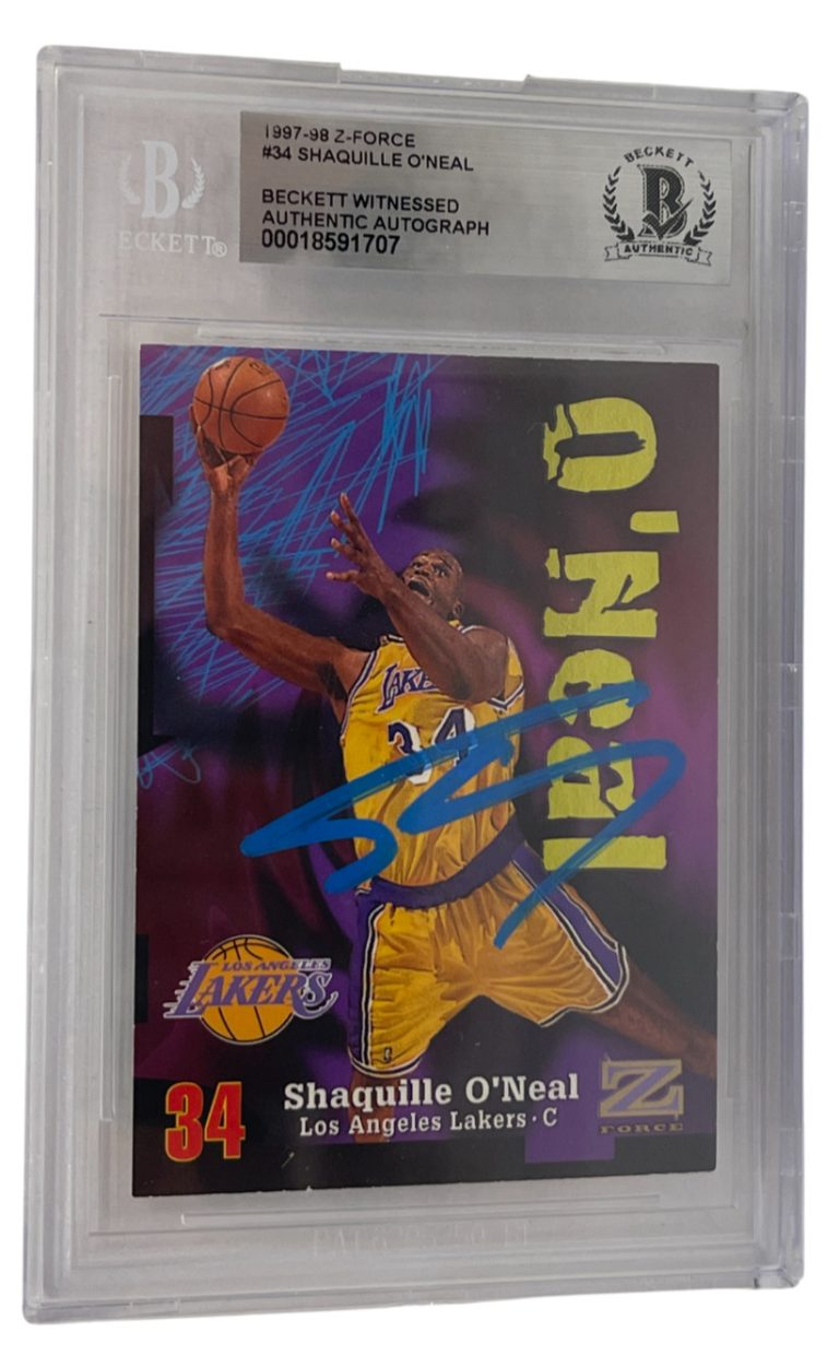 Shaquille O'Neal Signed 1997-98 Z-Force #34 Lakers Beckett Witness Slabbed