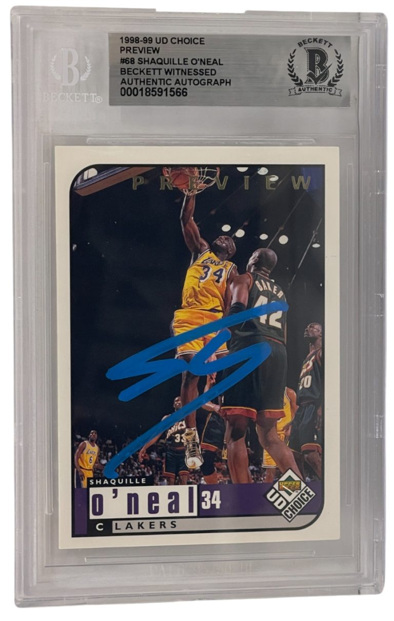 Shaquille O'Neal Signed 1998-99 UD Choice #68 Lakers Beckett Witness Slabbed