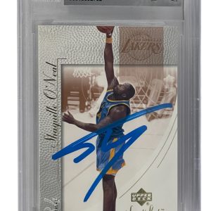 Shaquille O'Neal Signed 2002-23 Upper deck Sweet Shot #35 BAS Witness Slabbed