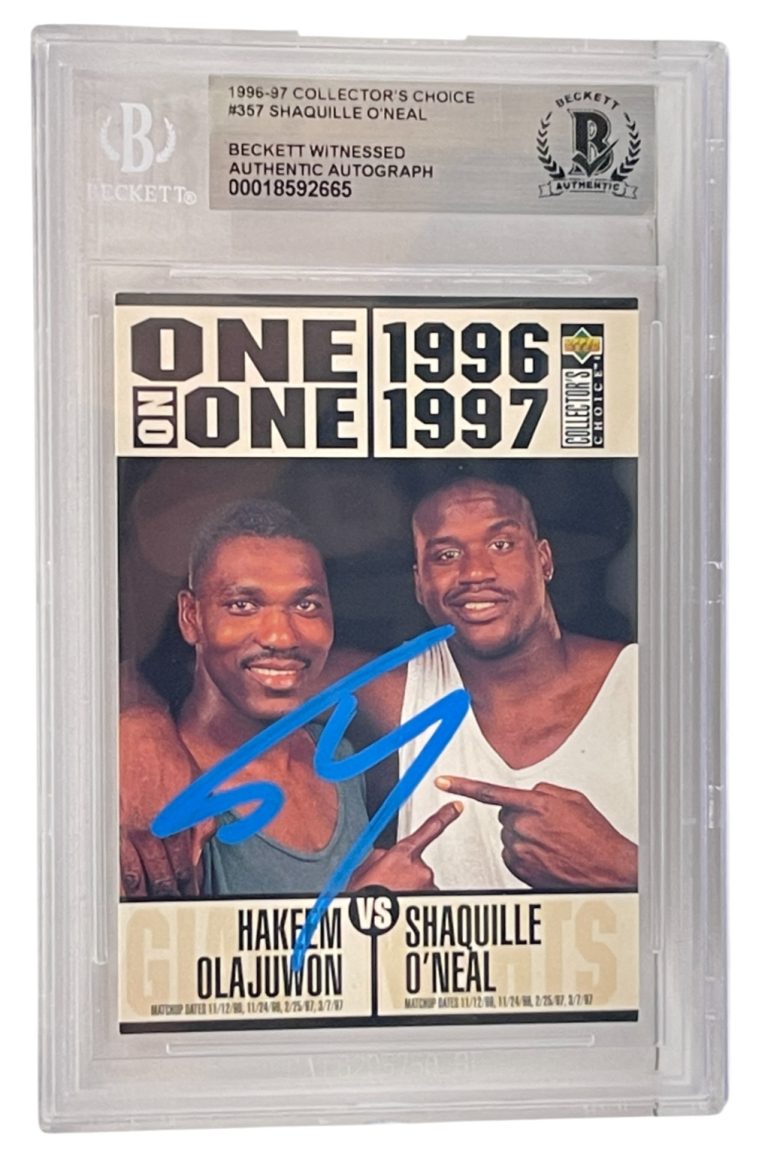 Shaquille O'Neal Signed 1996-97 Collector's Choice #357 BAS Witness Slabbed