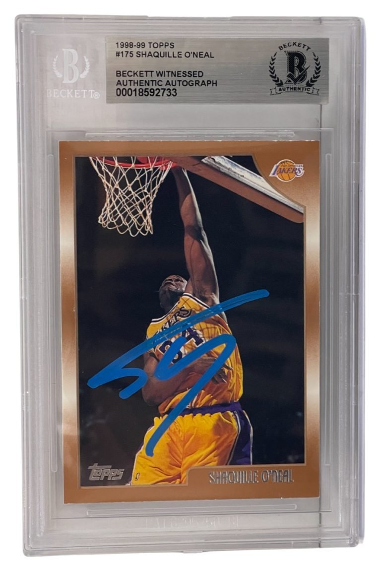 Shaquille O'Neal Signed 1998-99 Topps #175 Lakers Beckett Witness Slabbed