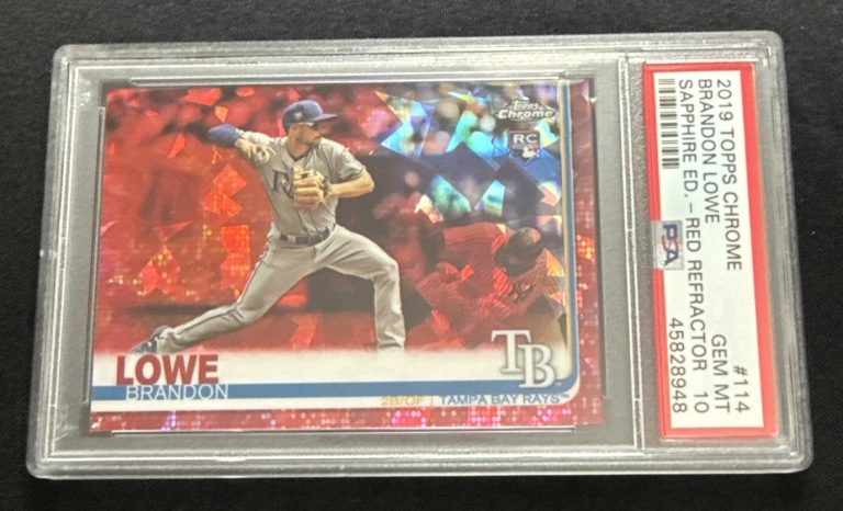 2019 Topps Chrome Sapphire #114 Brandon Lowe Red Refractor /5 Gem Mint PSA 10 RC