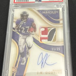 2020 Panini Immaculate JK Dobbins RPA Rookie Patch Auto Ravens Logo /25 PSA 10