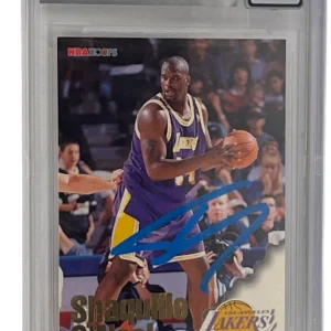 Shaquille O'Neal Signed 1996-97 NBA hoops #215 BAS Slabbed Auto Grade 10