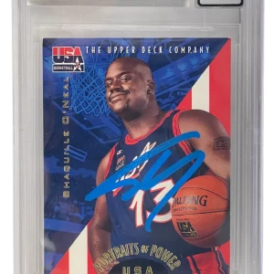 Shaquille O'Neal Signed 1996 Upper Deck USA #53 BAS Slabbed Auto Grade 10