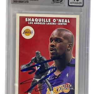 Shaquille O'Neal Signed 2000-01 Fleer #156 LA Lakers BAS Slabbed Auto Grade 10