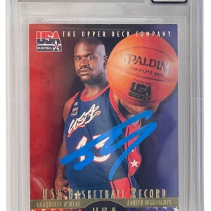 Shaquille O'Neal Signed 1996 Upper Deck USA #20 BAS Slabbed Auto Grade 10