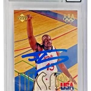 Shaquille O'Neal Signed 1995-96 Upper Deck USA #321 BAS Slabbed Auto Grade 10