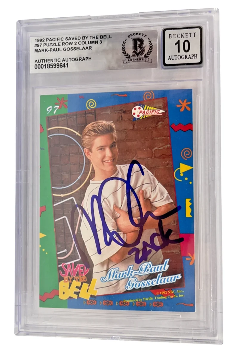 Mark-Paul Gosselaar Signed Saved by the Bell 1992 Pacific Card #97 Beckett 10