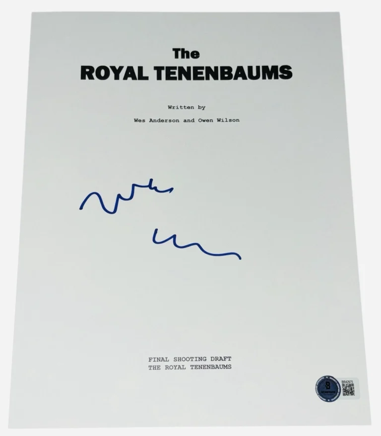 Wes Anderson Signed Autograph The Royal Tenenbaums Script Screenplay Beckett BAS