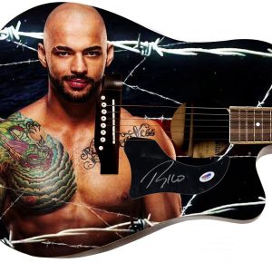 WWE Rico Constantino Signed 1/1 Custom Graphics Photo WWF Guitar PSA