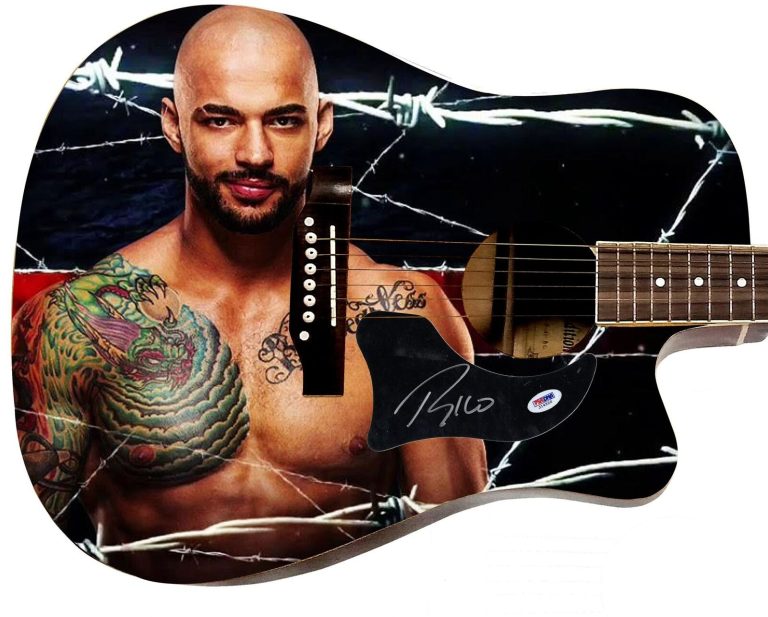 WWE Rico Constantino Signed 1/1 Custom Graphics Photo WWF Guitar PSA