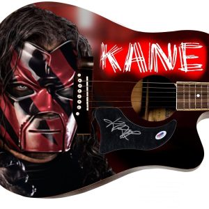 WWE Kane Signed 1/1 Custom Graphics Photo WWF Guitar PSA