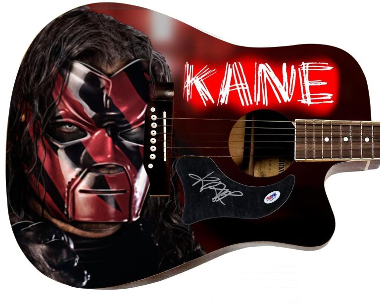 WWE Kane Signed 1/1 Custom Graphics Photo WWF Guitar PSA