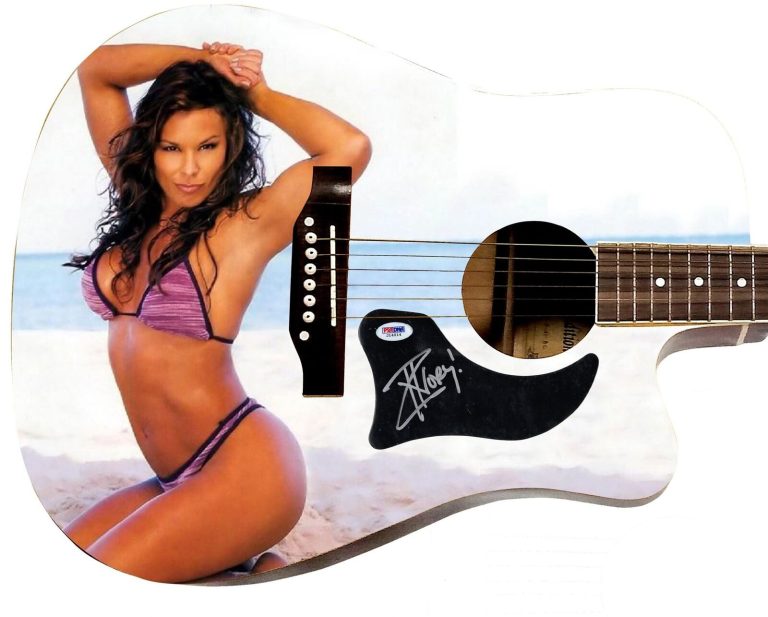 WWE Ivory Signed 1/1 Custom Graphics Photo WWF Guitar PSA
