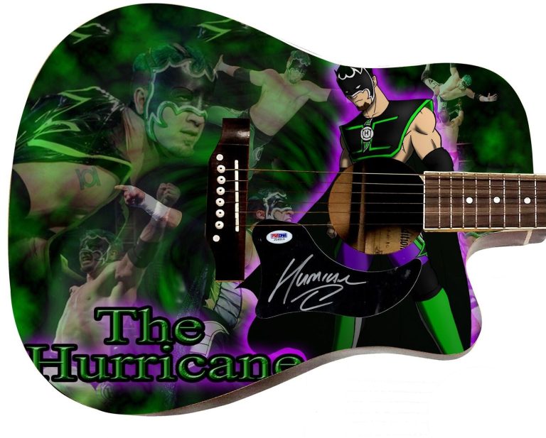 WWE Hurricane Signed 1/1 Custom Graphics Photo WWF Guitar PSA