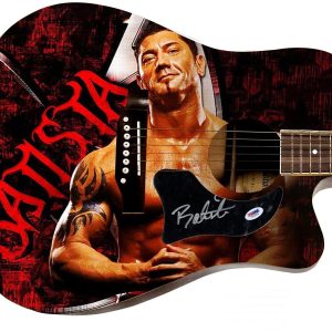 WWE Batista Signed 1/1 Custom Graphics Photo WWF Guitar PSA