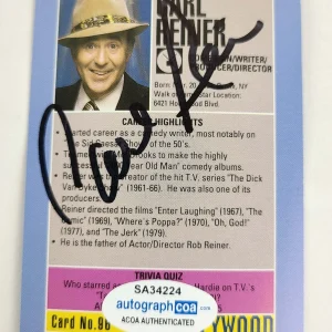 Carl Reiner Signed Starline Hollywood Collectors Trading Card ACOA