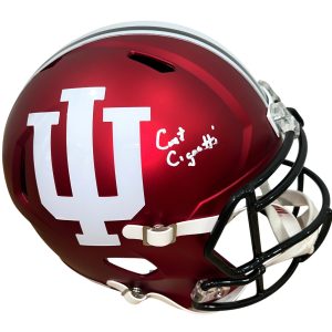 CURT CIGNETTI SIGNED AUTOGRAPHED INDIANA HOOSIERS FOOTBALL FULL SIZE HELMET JSA