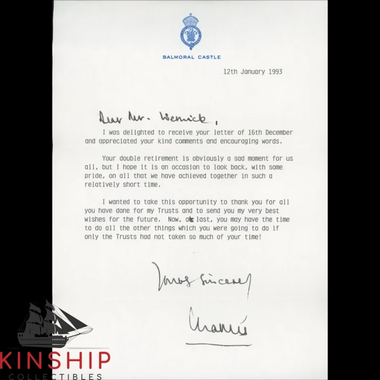 King Charles III signed Balmoral Castle Typed Letter JSA LOA Bold Auto Z2483