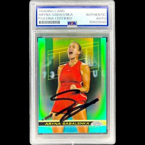 ARYNA SABALENKA SIGNED 2024 TOPPS CHROME #21 AUTO AQUA REFRACTOR /399 PSA DNA