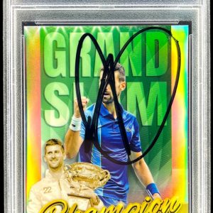 NOVAK DJOKOVIC SIGNED 2024 TOPPS CHROME GRAND SLAM CHAMPION #GSCND AUTO PSA/DNA